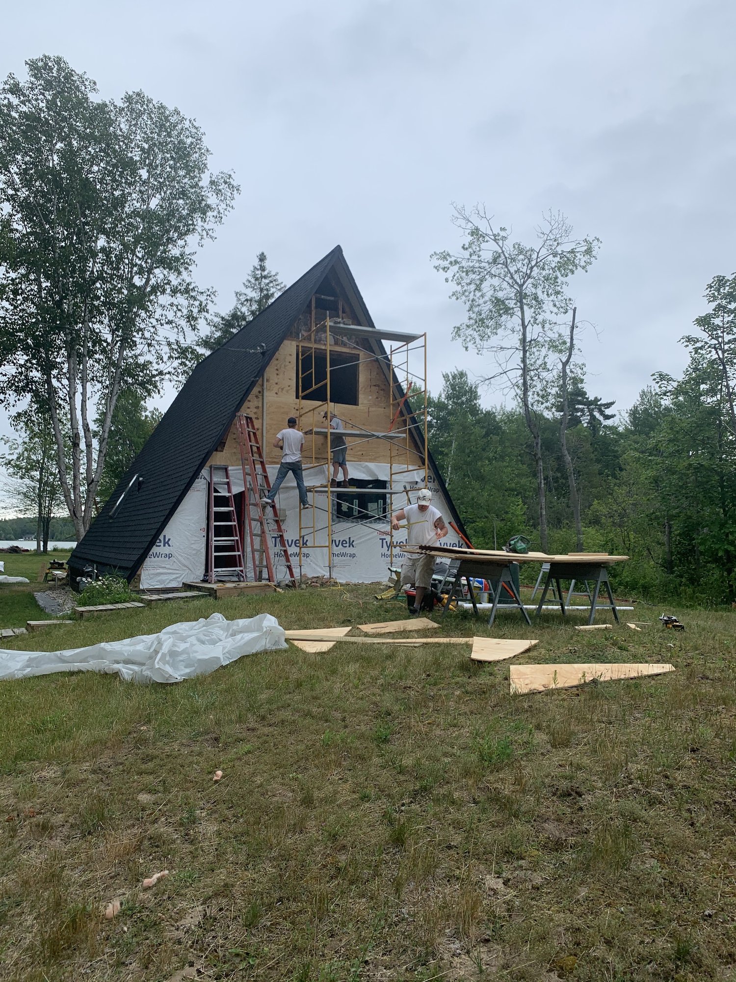 A-frame home under construction by TNT Construction