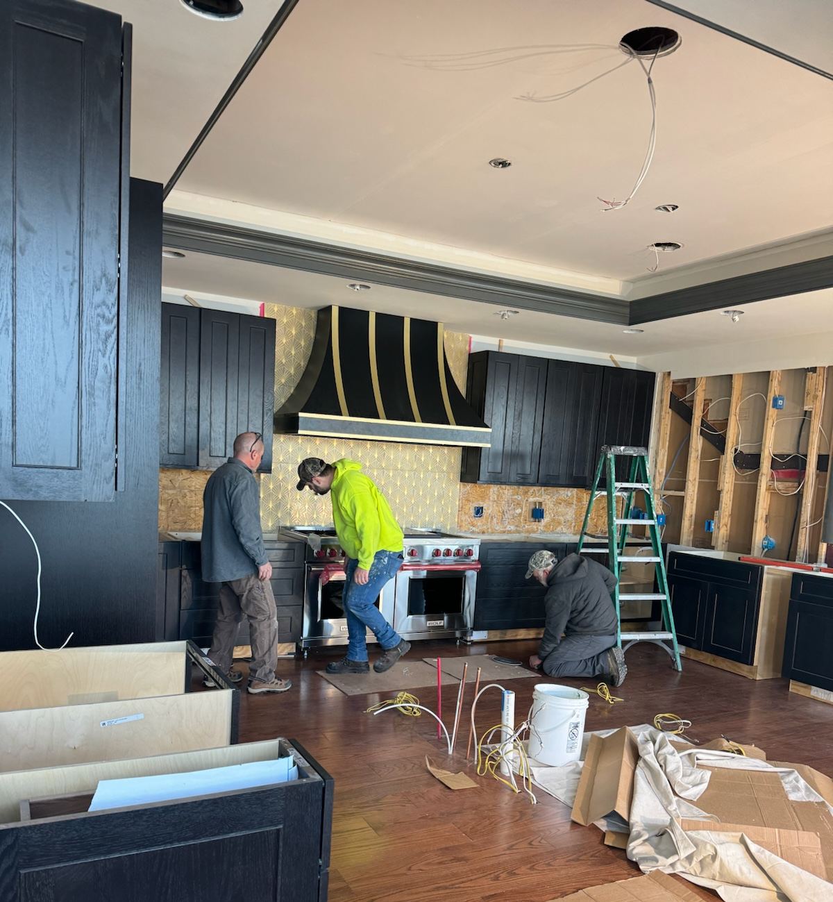 TNT Construction crew mid-way through a custom kitchen remodel