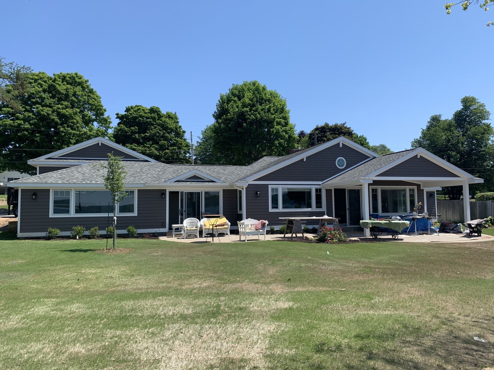 New windows and siding going on a remodeled home in Petoskey